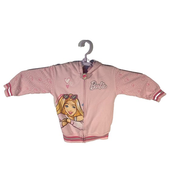 Barbie Other - Barbie Girls Pink Embroidered Barbie‎ Core Doll Full Zip Hooded Jacket Size 5